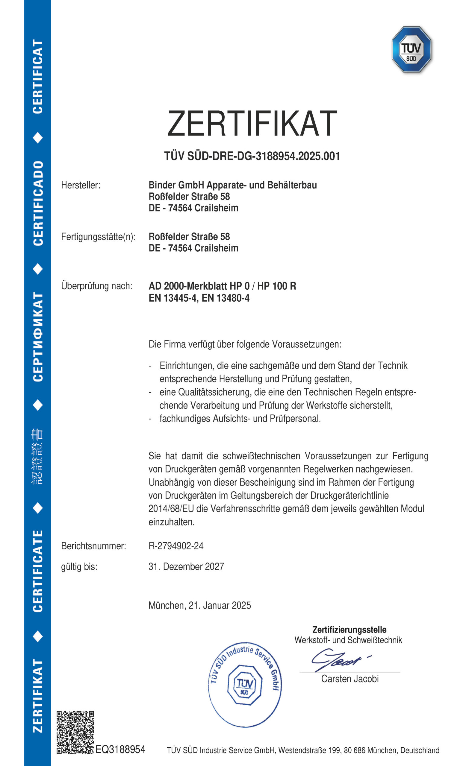 EN 13445-4, EN 13480-4